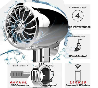 Waterproof Motorcycle Speaker Hi-Fi sound quality motorcycle audio system universal Support BT, FM