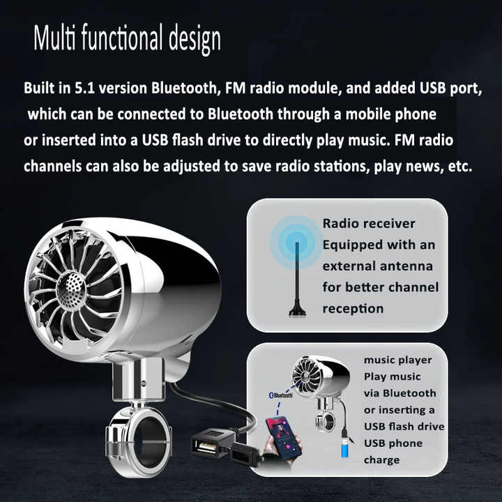 Waterproof Motorcycle Speaker Hi-Fi sound quality motorcycle audio system universal Support BT, FM