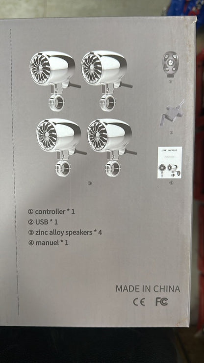 Fauvism Set of 4 chrome finish Hi-Fi sound quality motorcycle audio system universal Support BT, FM