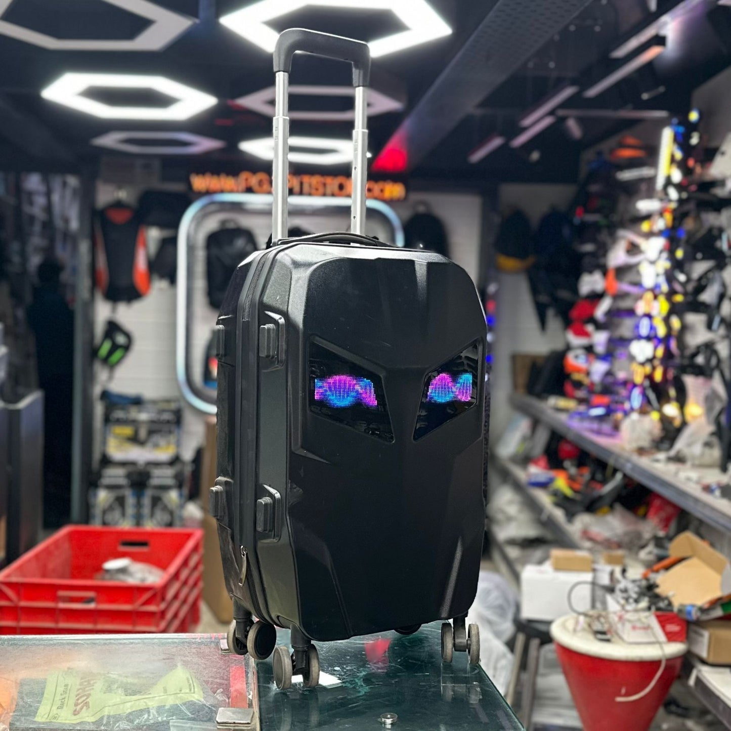 LED luggage trolly bag 8 Wheels Hardsided Trolley Bag, TSA Lock Anti-Scratch